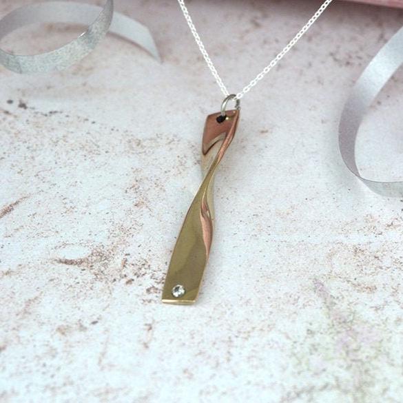 Twisted Bronze Diamond Pendant