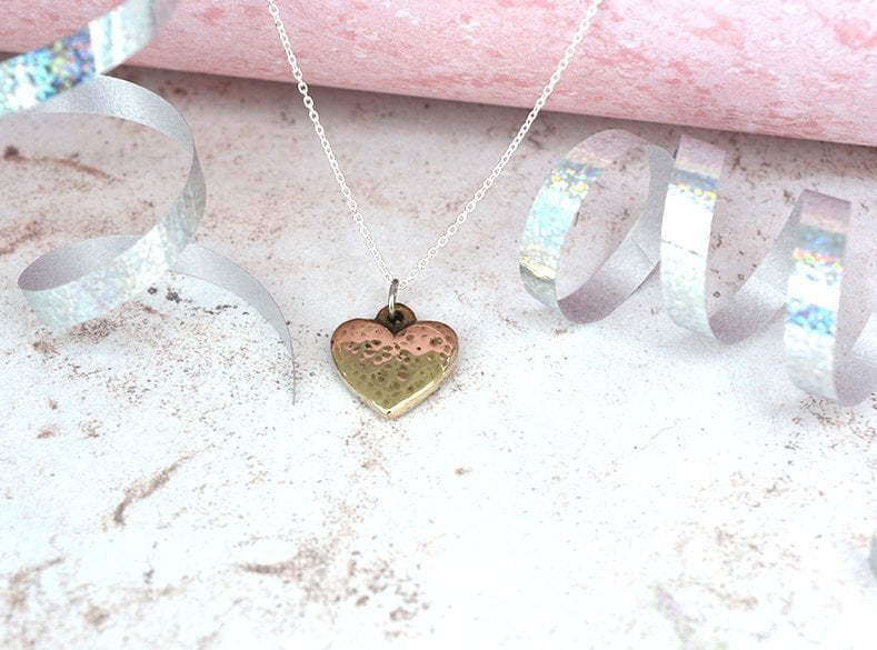 Bronze Beaten Heart Pendant