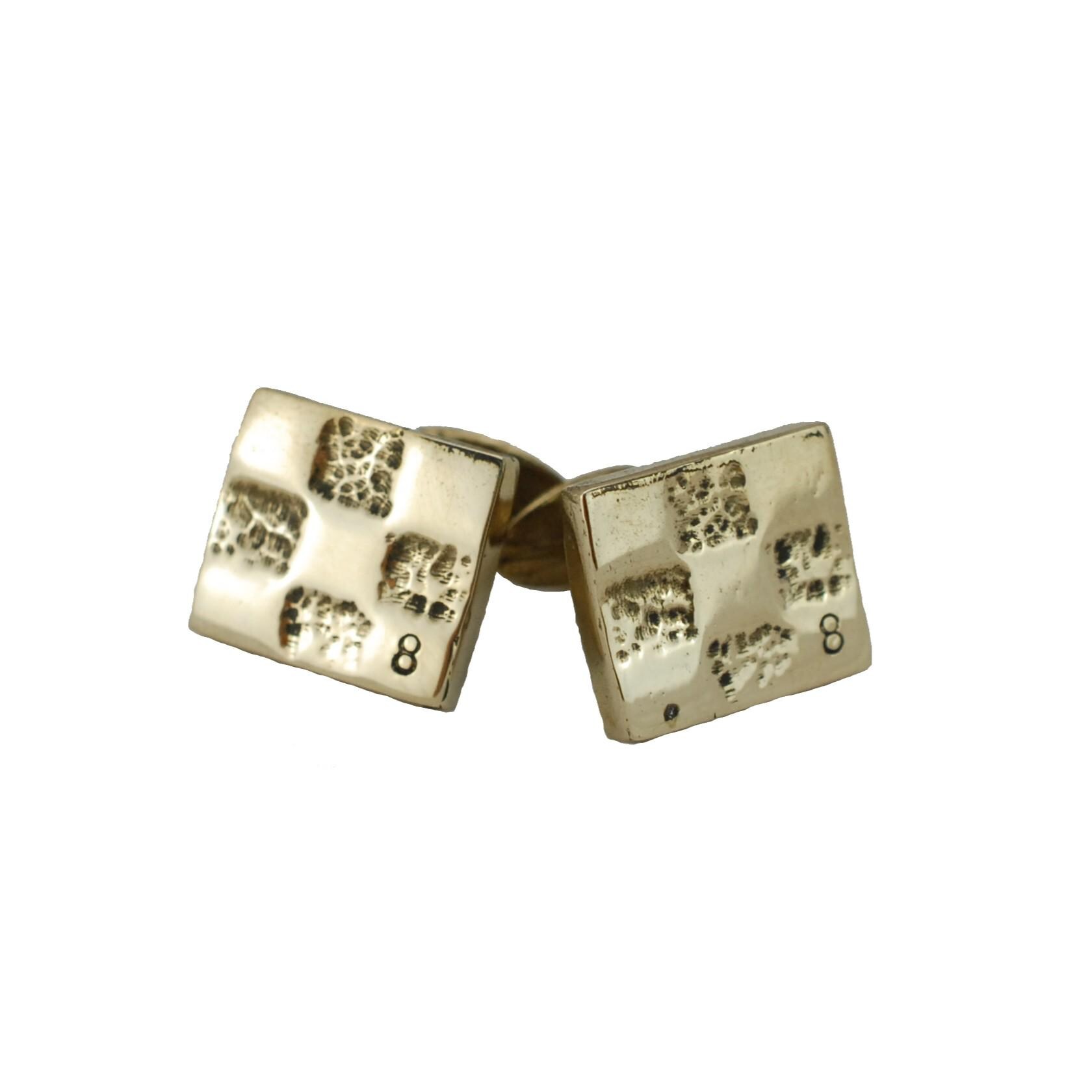 Crosshatch-Textured Bronze Cufflinks – '8' Stamped