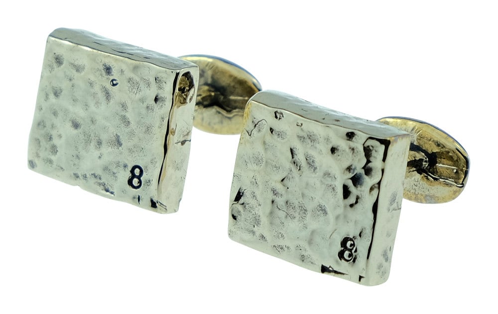 Hand-Stamped '8' Hammered Bronze Cufflinks