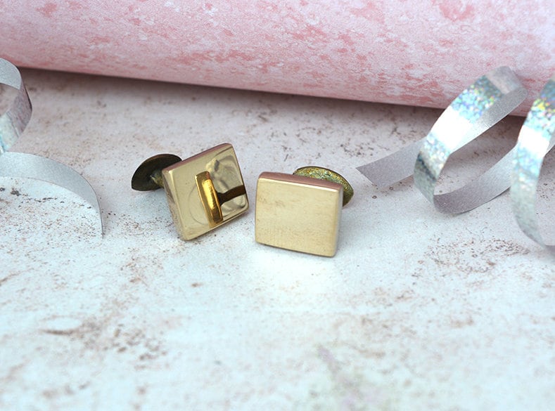 Sleek Polished Square Bronze Cufflinks