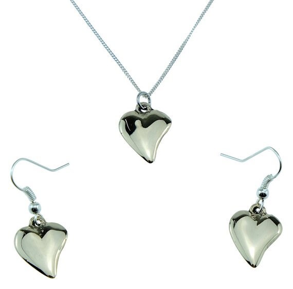 Bronze Off-Shaped Heart Earring & Necklace Set